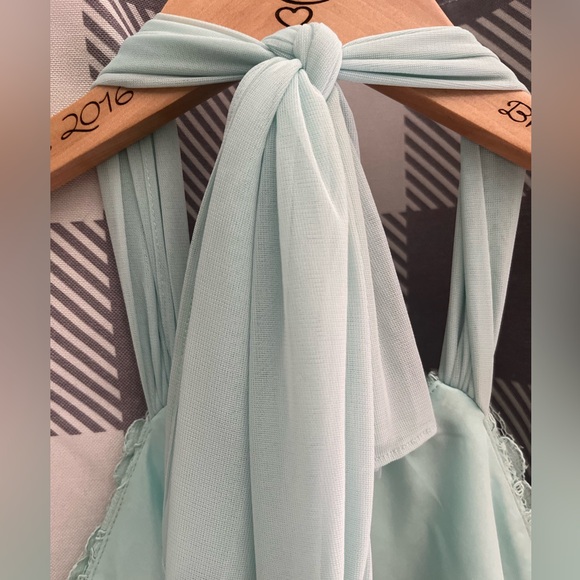 David’s Bridal Lace Floral and Chiffon Halter Bridesmaid/Sundress - Picture 4 of 10
